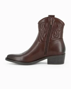 ZOE - Stivale texano marrone con zip laterale, tacco 4,5CM