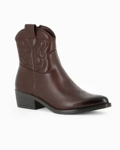 ZOE - Stivale texano marrone con zip laterale, tacco 4,5CM