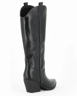 ZOE - Stivale texano nero con zip laterale, tacco 7CM