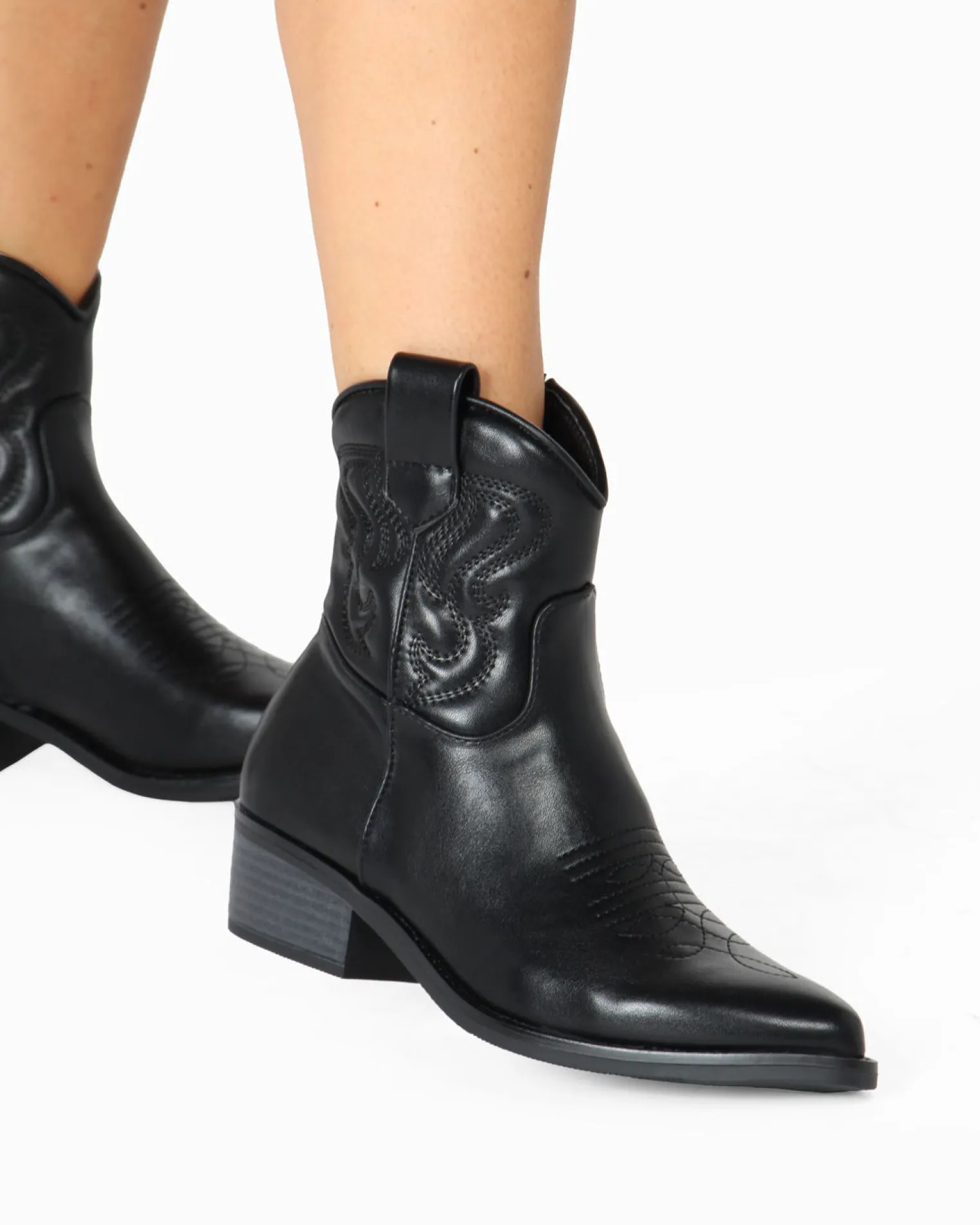 ZOE - Stivale texano nero con zip laterale, tacco 4,5CM