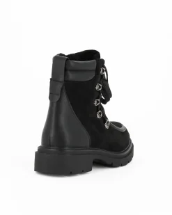 ZOE - Stivaletto nero scamosciato con lacci e zip laterale, tacco 3,5CM