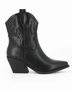 ZOE - Stivaletto texano nero con zip laterale, tacco 7CM