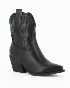 ZOE - Stivaletto texano nero con zip laterale, tacco 7CM