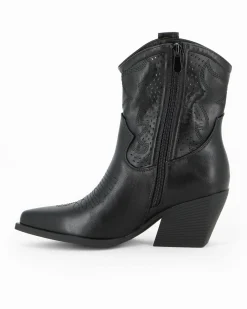 ZOE - Stivaletto texano nero con zip laterale, tacco 7CM
