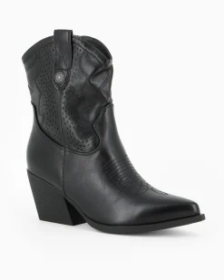 ZOE - Stivaletto texano nero con zip laterale, tacco 7CM